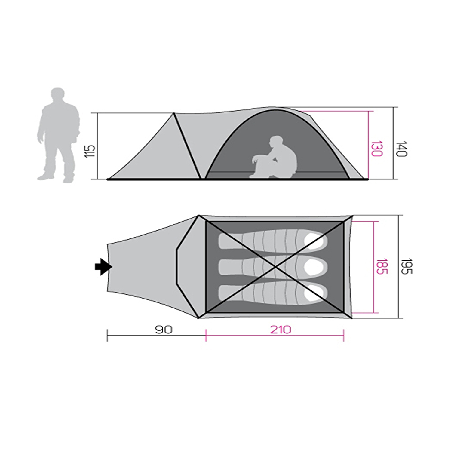 Hover 3 Kişilik Comfort Çadır