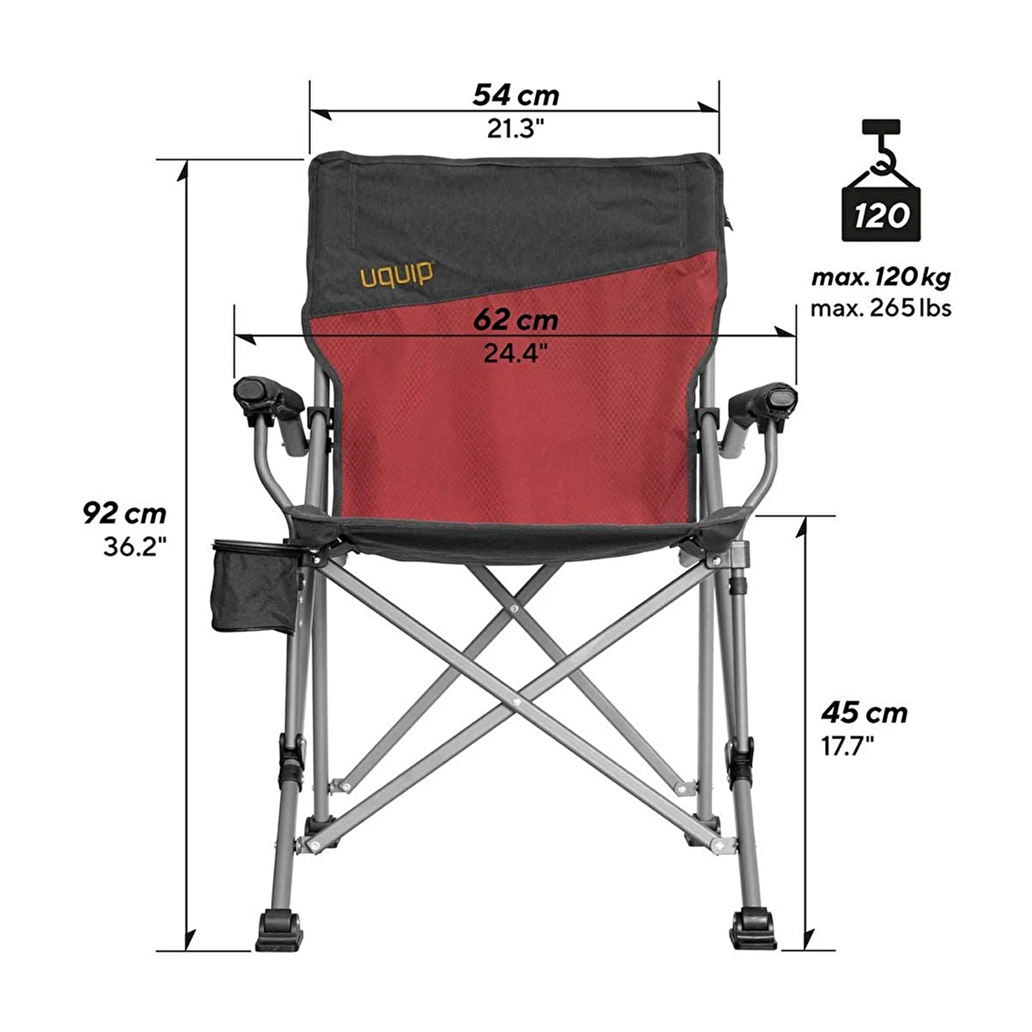 Uquip Roxy Yüksek Konforlu ve Takviyeli Katlanır Kamp Sandalyesi
