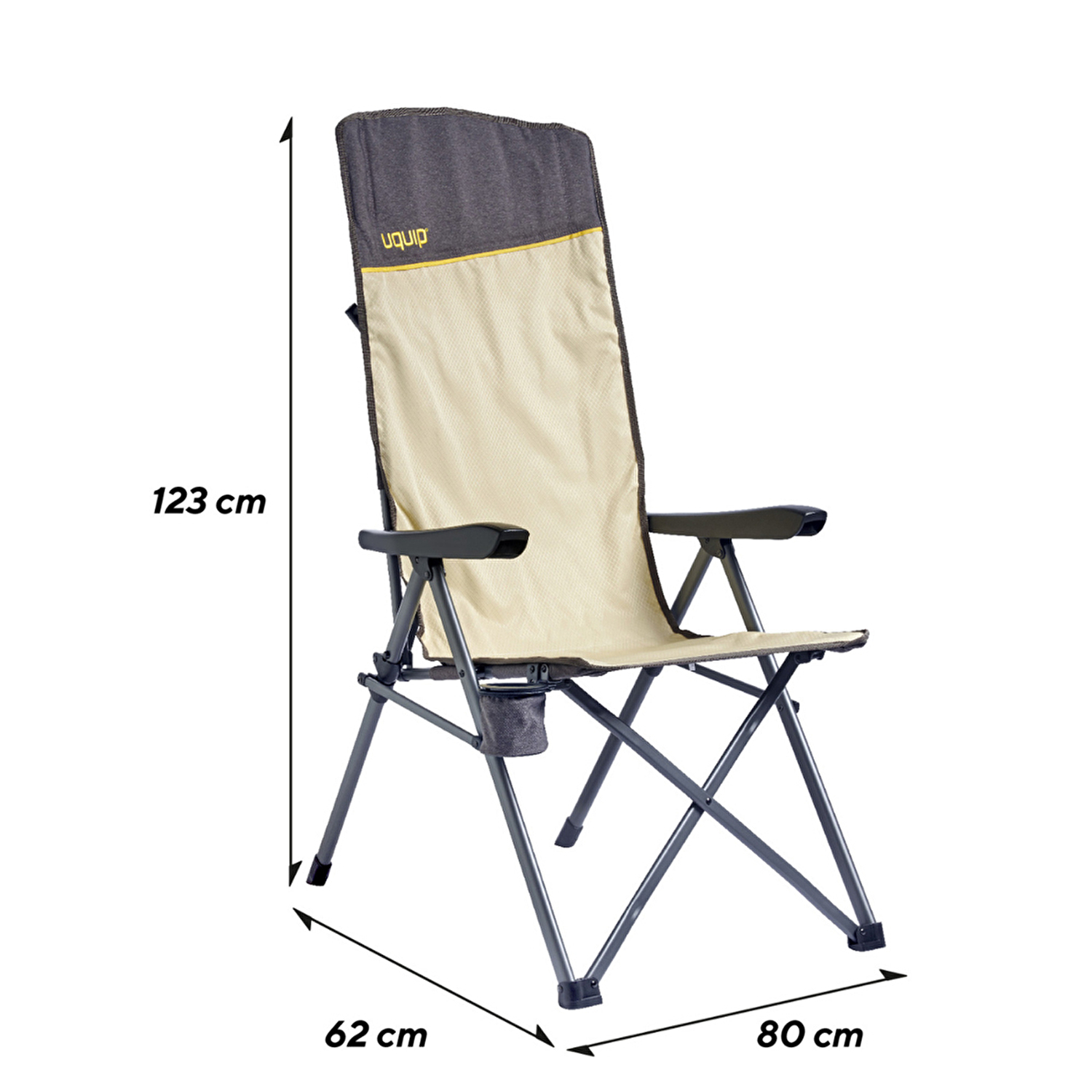 Uquip Justy XL 3 Pozisyonlu Konforlu Katlanır Kamp Sandalyesi