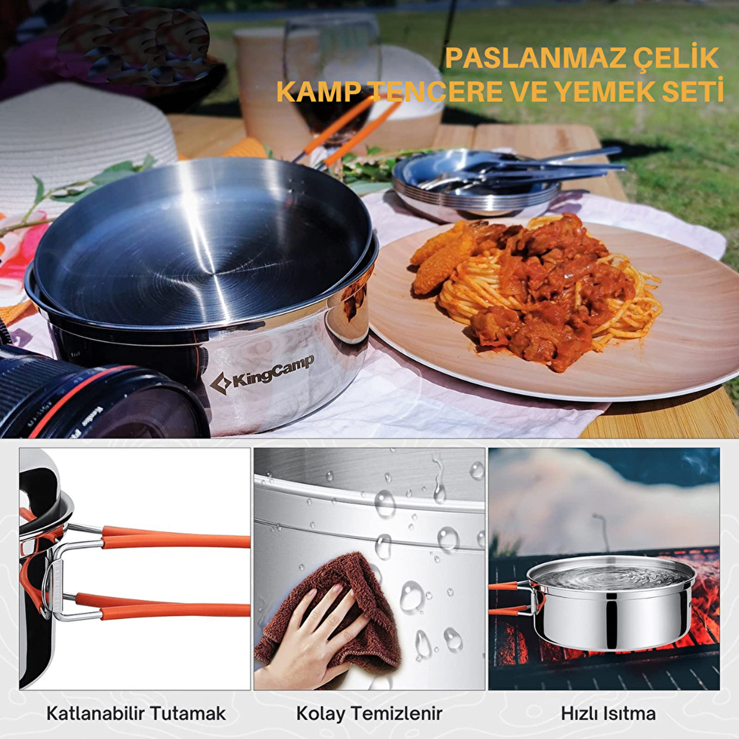 King Camp Adventurer I Pro Paslanmaz Çelik 17 Parça Pişirme Seti