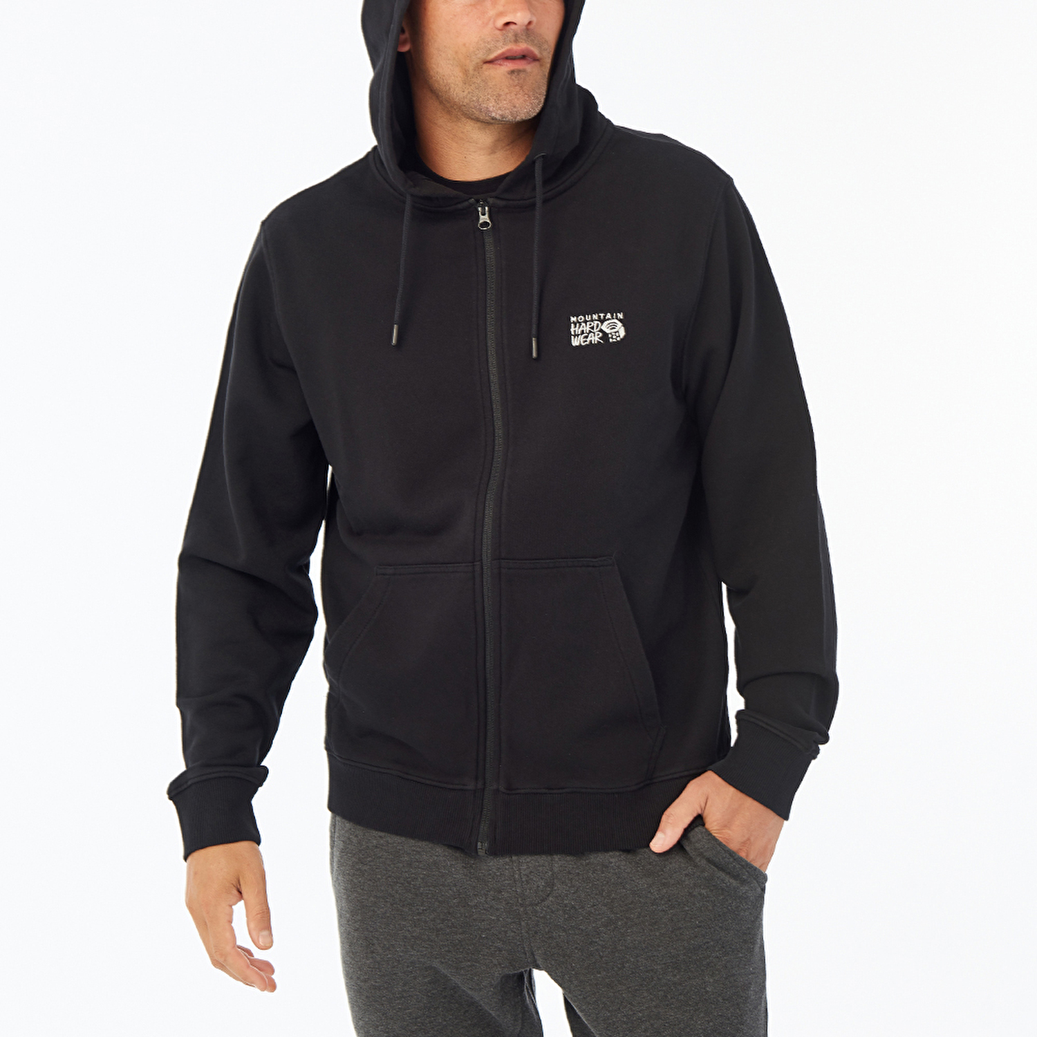 MHW Logo Erkek Kapüşonlu Fermuarlı Sweatshirt