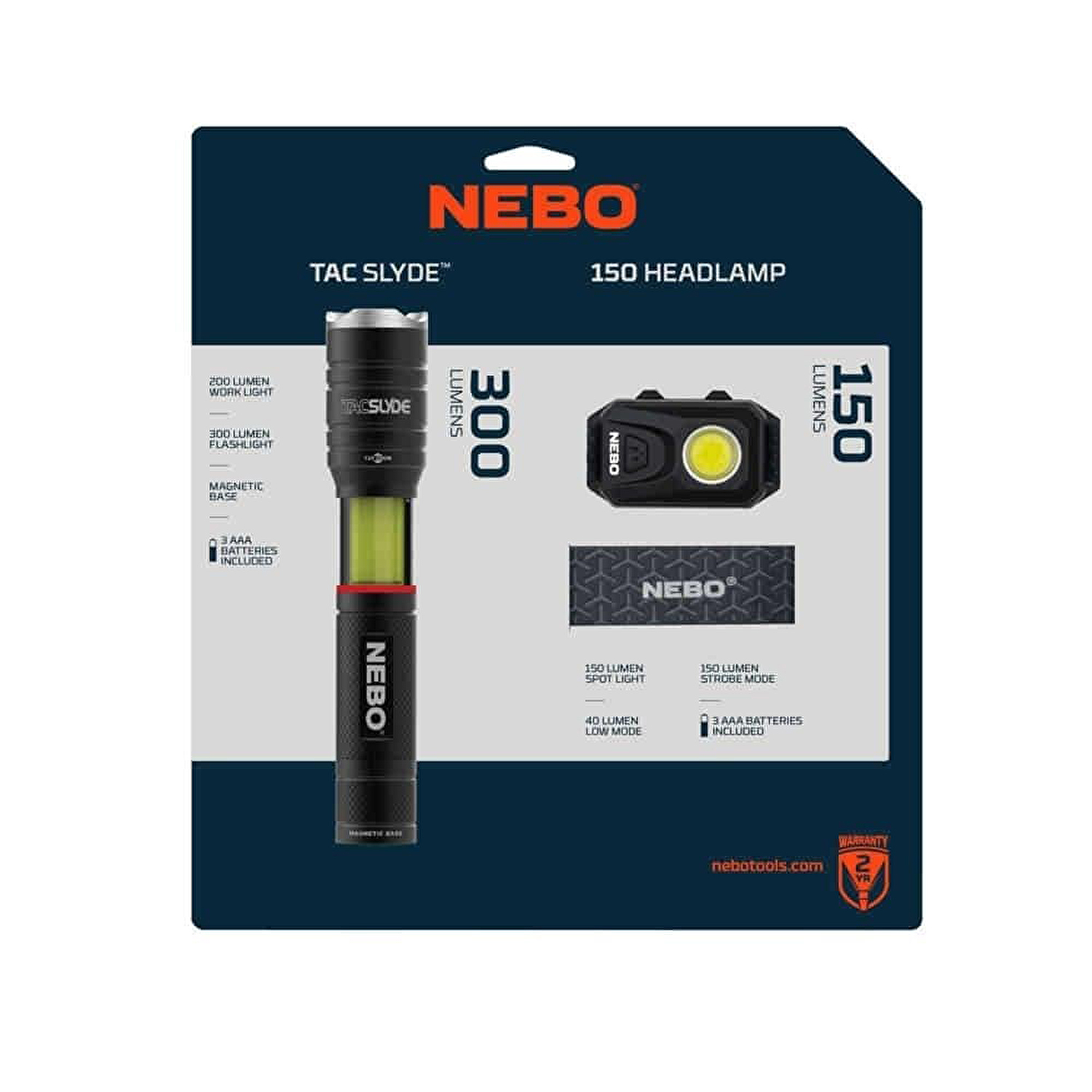 Nebo Tacslyde 300 Lümen Fener ve 150 Lümen Kafa Feneri Seti