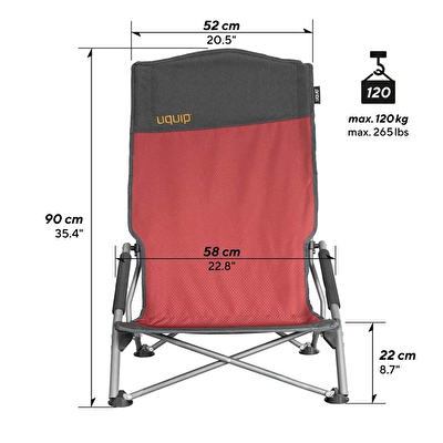 Uquip Sandy XL Yüksek Konforlu ve Takviyeli Katlanır Plaj ve Kamp Sandalyesi