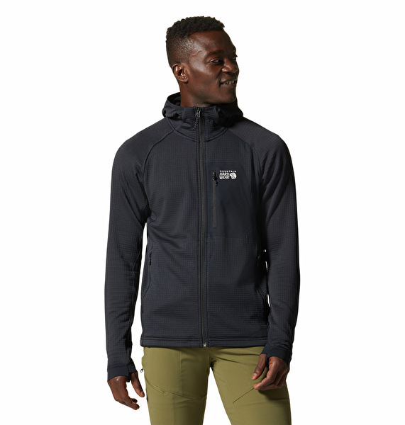 Mountain Hardwear Erkek Siyah Polartec Power Grid Tam Fermuarlı