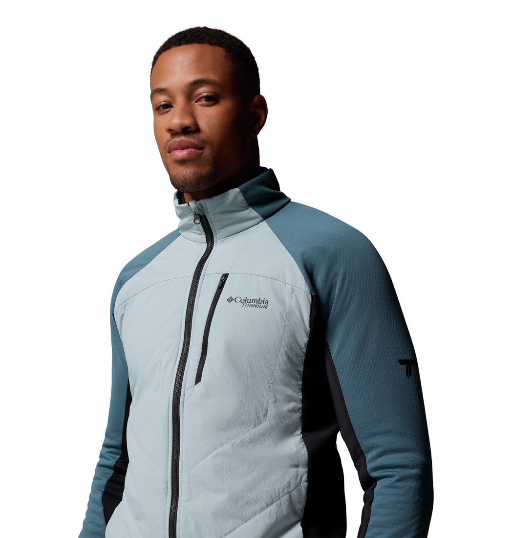 Columbia Erkek Mavi Arctic Crest Hybrid Tam Fermuarlı Softshell